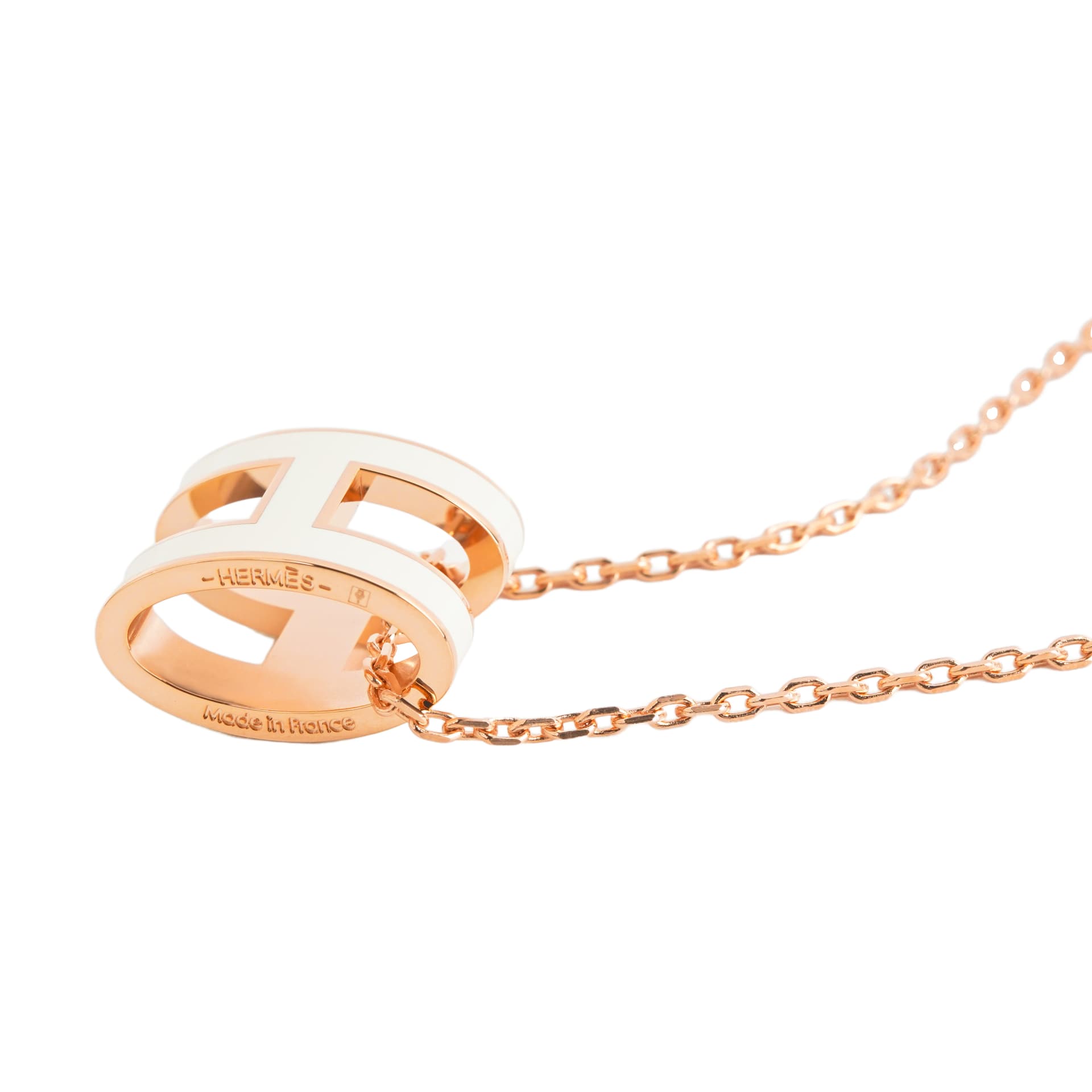 Ожерелье Hermes Pop H Pendant Necklace Gold Rose Gold White - изображение 3