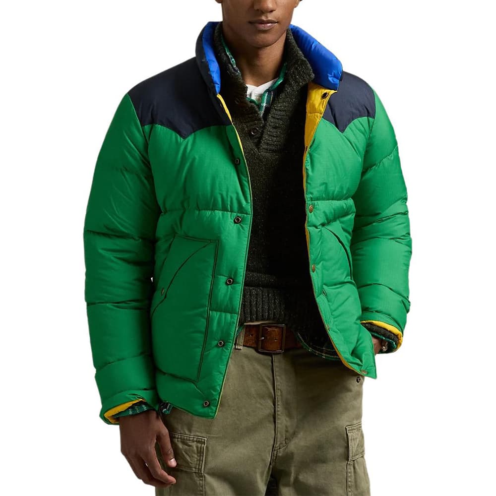 Зимняя куртка Polo Ralph Lauren Мужской пуховик зеленый и морской синий - изображение 1