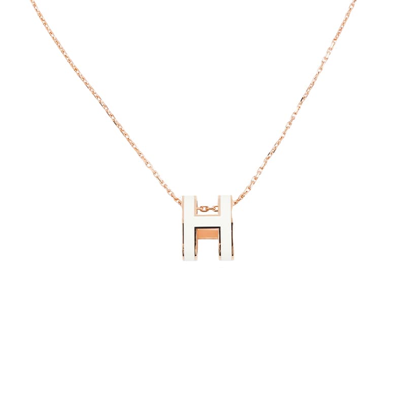 Ожерелье Hermes Pop H Pendant Necklace Gold Rose Gold White - изображение 1