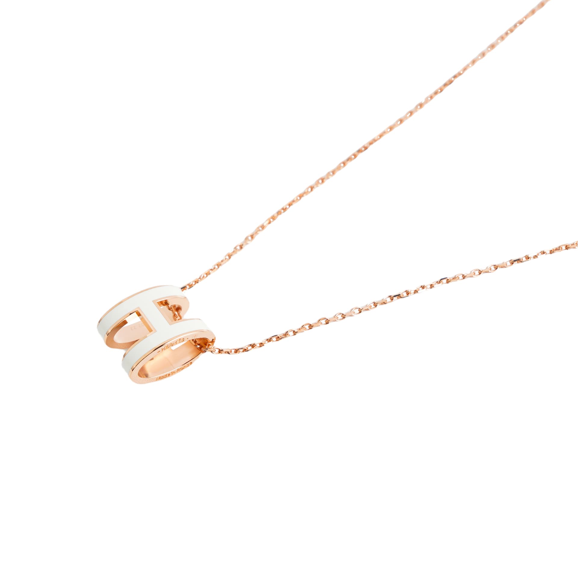 Ожерелье Hermes Pop H Pendant Necklace Gold Rose Gold White - изображение 4