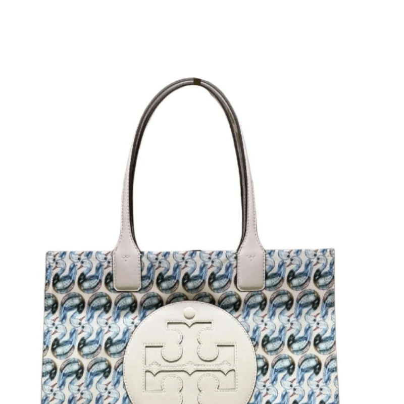 Мини-сумка TORY BURCH Ella Ткань Сумка-тоут Сумка для покупок Сумка через плечо Маленькая Женская Лебедино-белая - изображение 2