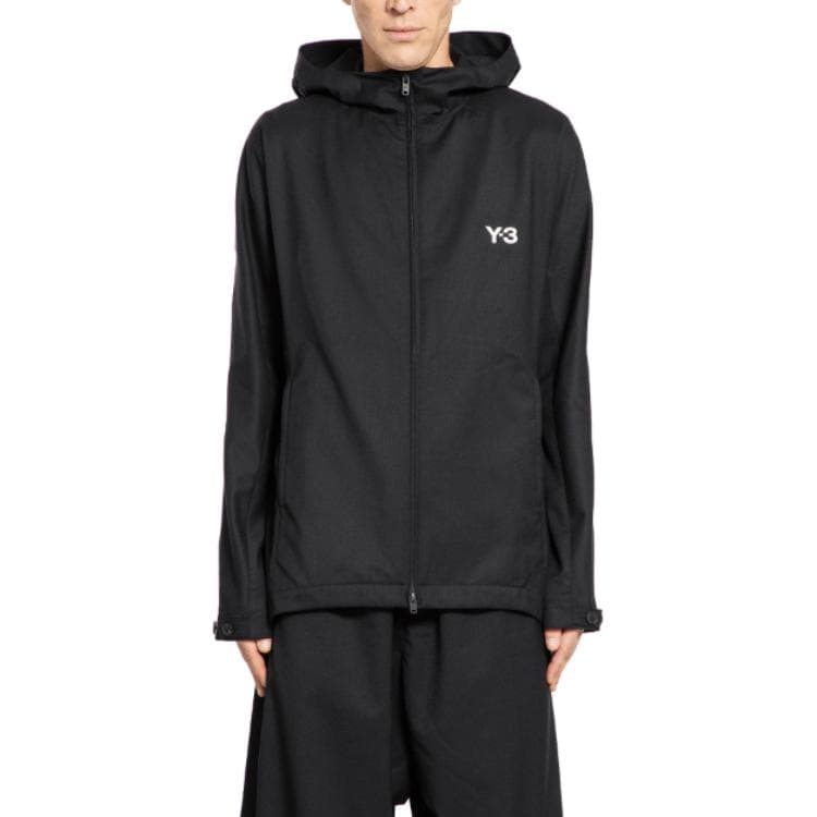 Куртка Y-3 Zip-up hooded jacket with logo print, long sleeves, mens, black - изображение 1