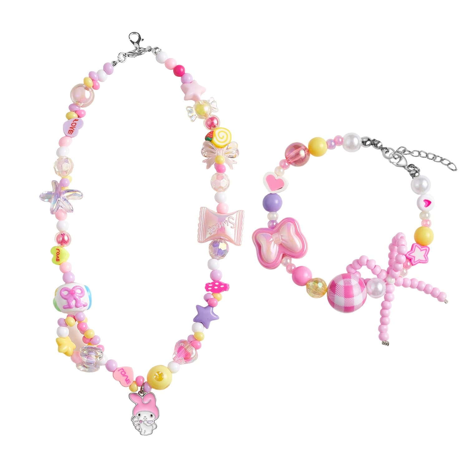 Ожерелье Санрио My Melody Акрил Цепочки и ожерелья Женские Мультяшный Бусины - изображение 1