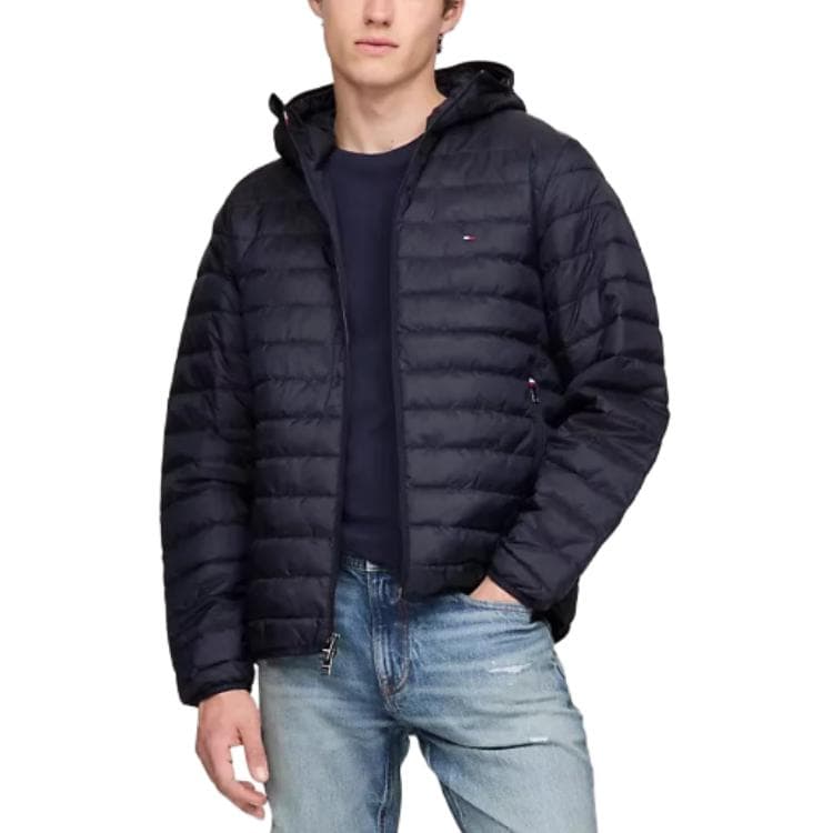 Зимняя куртка пуховик Tommy Hilfiger Хлопковый пуховик мужской темно-синий - изображение 1