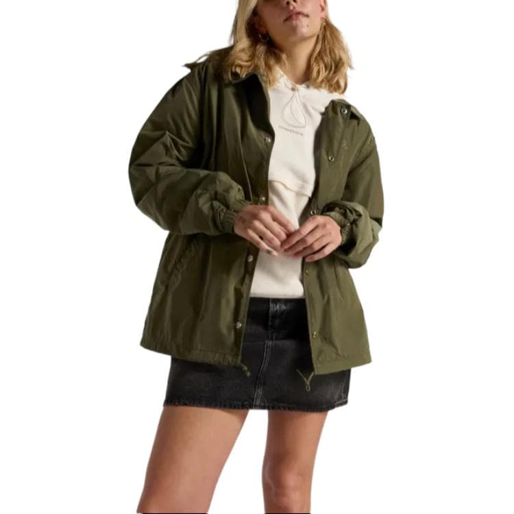 Куртка Converse Classic Coach Retro Lapel Long Sleeve Jacket Унисекс Зеленый - изображение 1