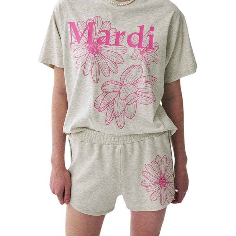 Шорты MARDI MERCREDI Three Flowers Collection SS25 Повседневные шорты Корейский стиль Женские Овсяный Розовый - изображение 1