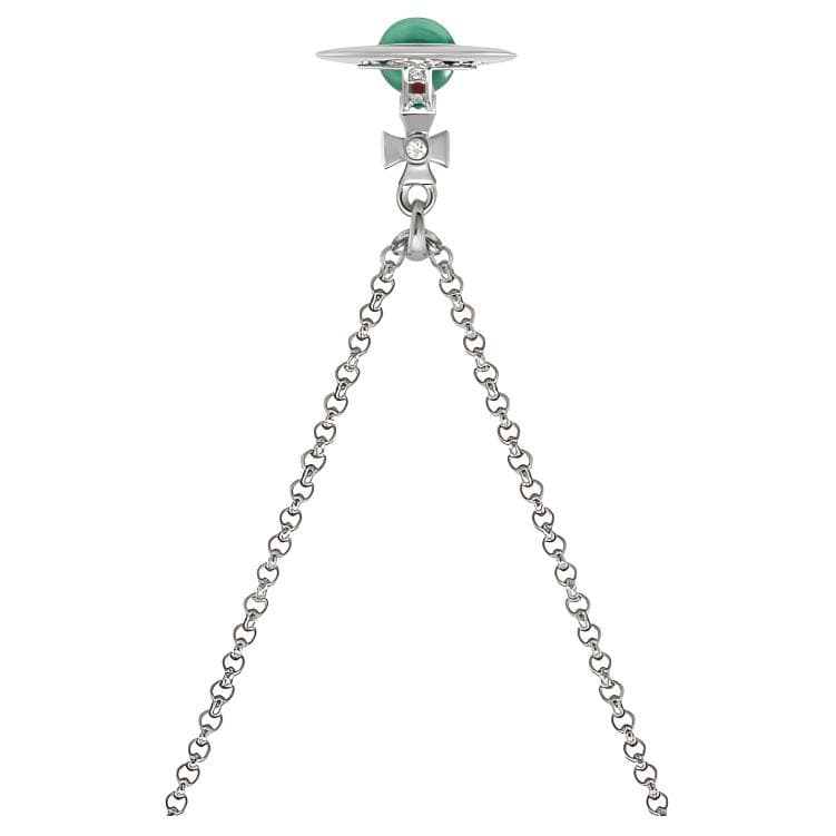 Ожерелье Vivienne Westwood Petite orb Циркон Латунь Кулон с земным шаром для женщин Серебристый/мятно-зеленый - изображение 2