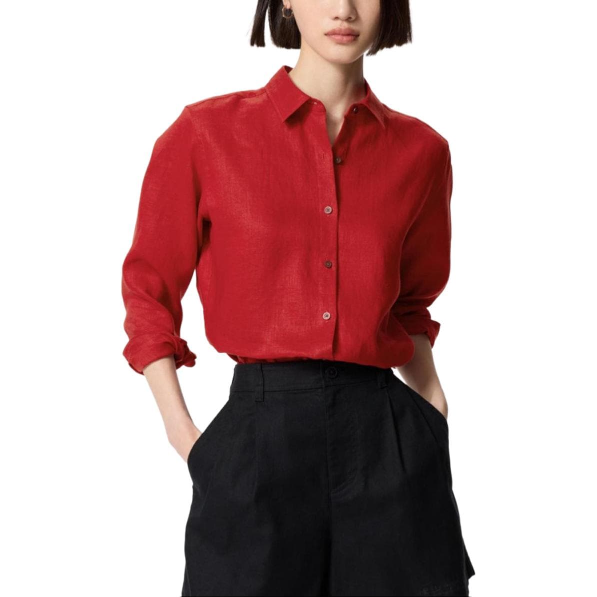 Блузка UNIQLO Кораллово-красные Женские Рубашки - изображение 1