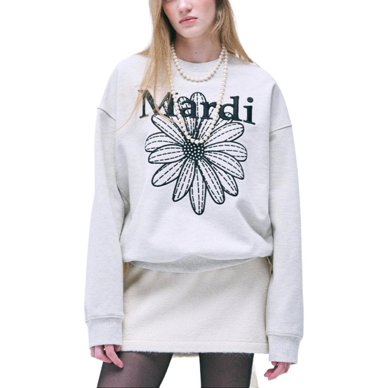 Худи MARDI MERCREDI FW24 Толстовка с вышивкой ромашек Корейский стиль Женское - изображение 1