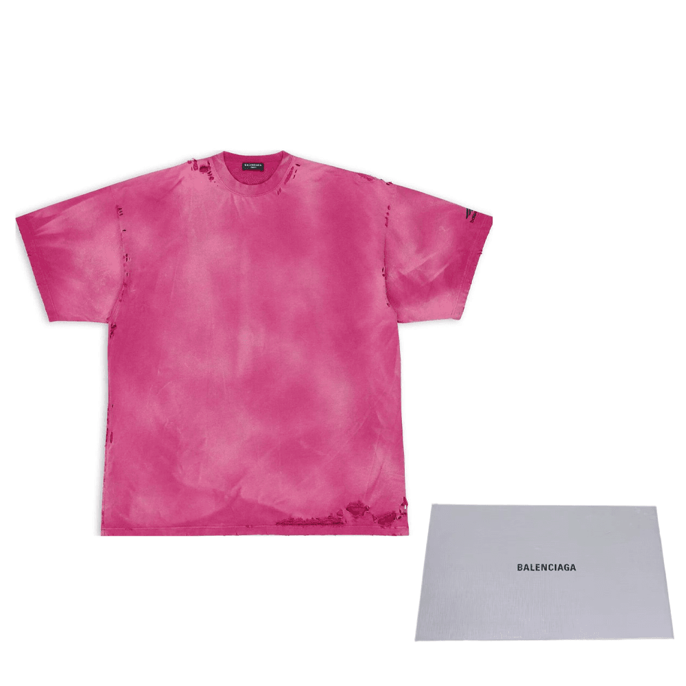 Футболка Balenciaga FW22 Repaired Logo T-Shirt Pink - изображение 6