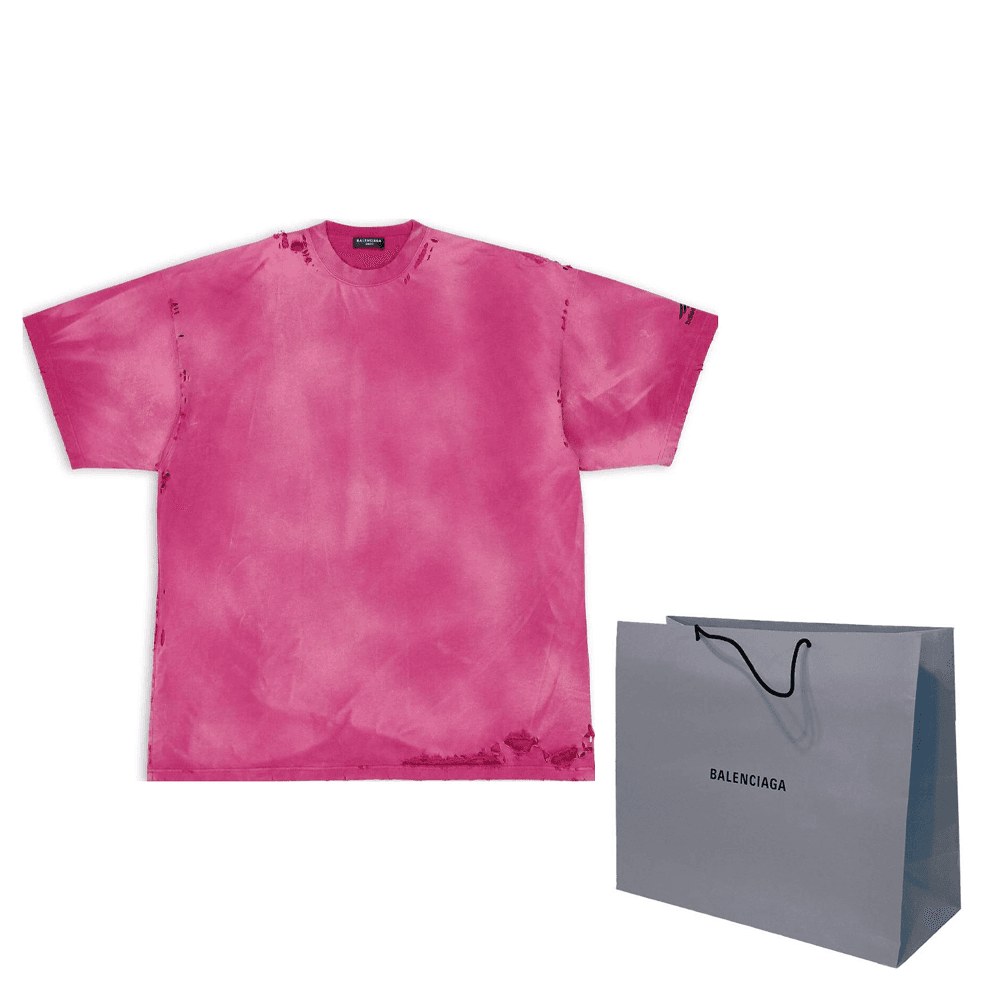 Футболка Balenciaga FW22 Repaired Logo T-Shirt Pink - изображение 5