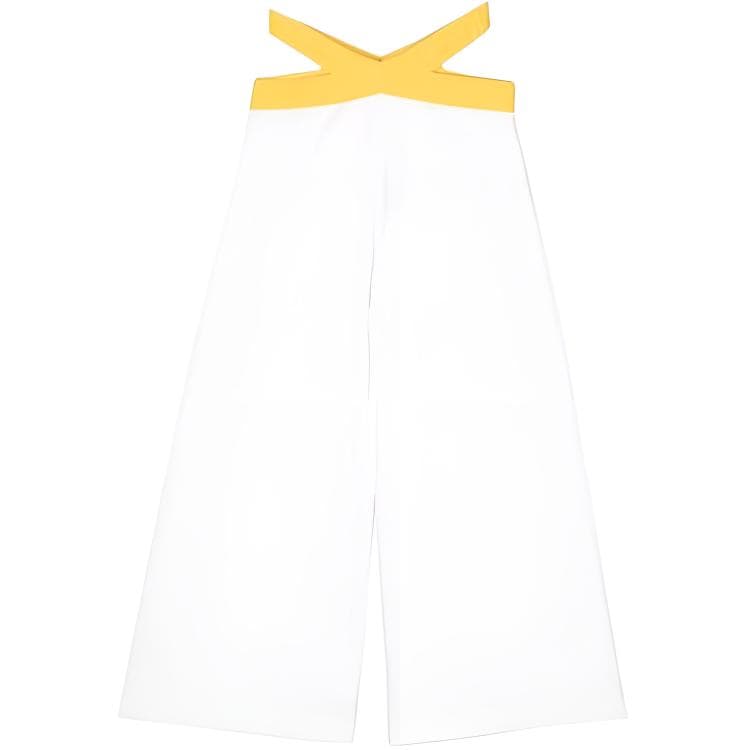 Fendi Однотонный Перекрестный Дизайн Эластичный Ремень Прямой крой Full Length Брюки Белый Детский - изображение 2