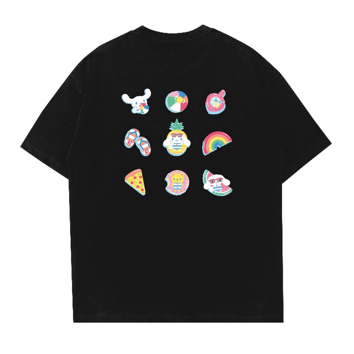 Футболка Sanrio x CINNAMOROLL Совместная коллекция Cinnamoroll Футболка с принтом и буквами, свободный покрой, спущенное плечо, дышащий, круглый вырез, унисекс - изображение 1