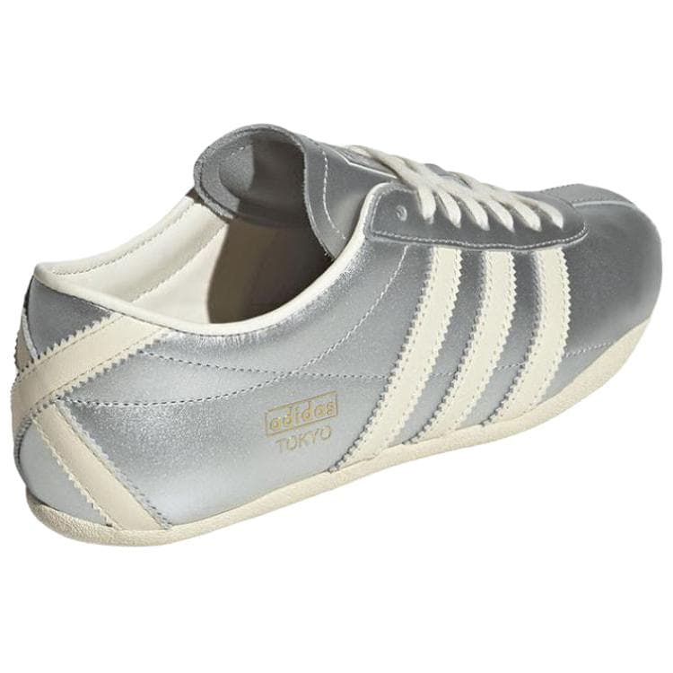 Кроссовки Adidas Originals Токио Кожа Устойчивая к истиранию Низкий Топ Повседневная Обувь Женская Серебряная - изображение 4