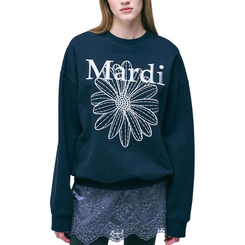 Худи MARDI MERCREDI Худи-ханьфу FLOWERMARDI NEEDLEWORK Темно-синий LIGHTGREY Худи-ханьфу Женское Морской синий - изображение 1