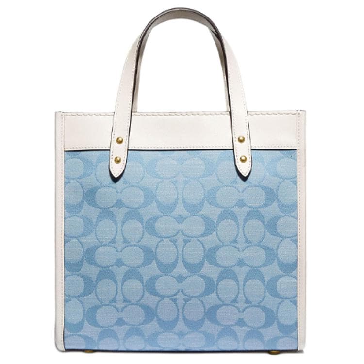 Сумка Coach Field 22 Chambray Tote Small Blue White - изображение 3