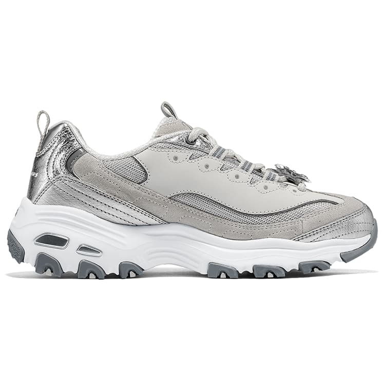 Кроссовки Skechers D'Lites 1,0 Амортизация Устойчивые к истиранию Низкие Кроссовки Женские Серебристый Золото - изображение 2