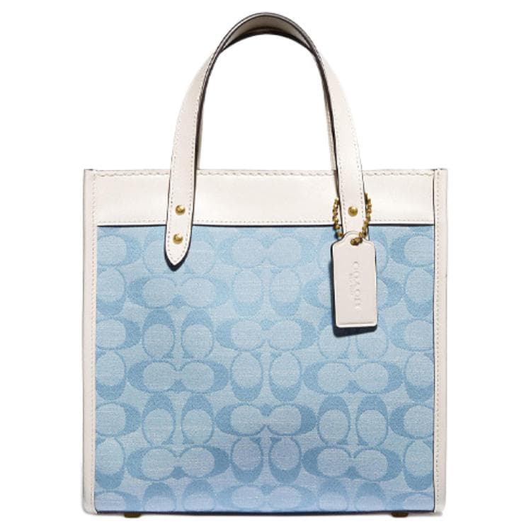 Сумка Coach Field 22 Chambray Tote Small Blue White - изображение 1