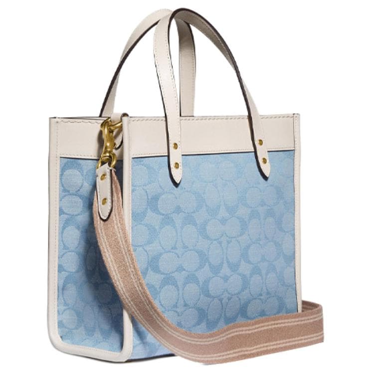 Сумка Coach Field 22 Chambray Tote Small Blue White - изображение 2