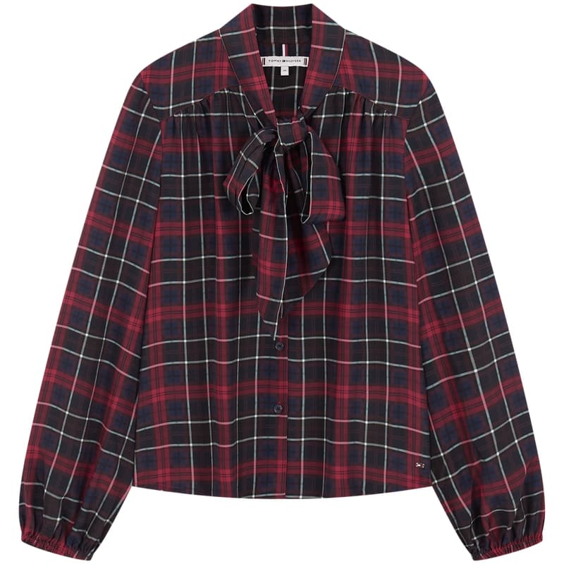 Блузка Tommy Hilfiger Красная Синяя Клетчатая 0G8 Женская Рубашка - изображение 1
