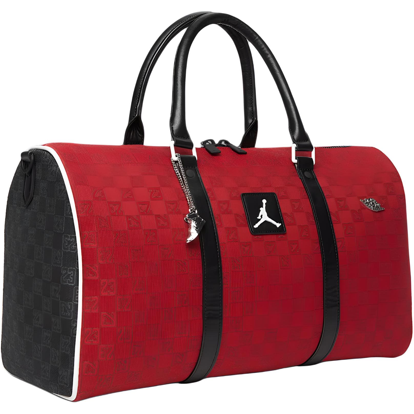 Jordan x Monogram 25L Классический логотип Полиэстер Дорожные сумки Унисекс Парный Ярко-красный - изображение 2