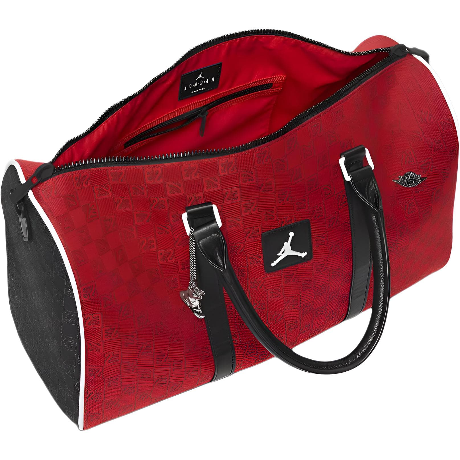 Jordan x Monogram 25L Классический логотип Полиэстер Дорожные сумки Унисекс Парный Ярко-красный - изображение 4