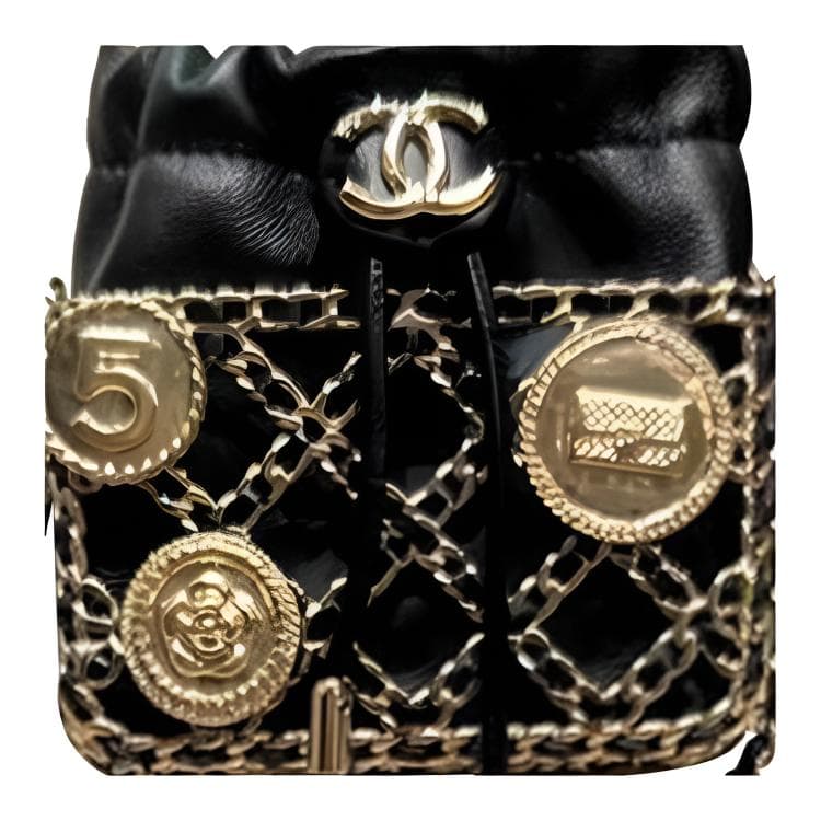 Сумка через плечо CHANEL Chain Drawstring Leather Coin Bag Black - изображение 4