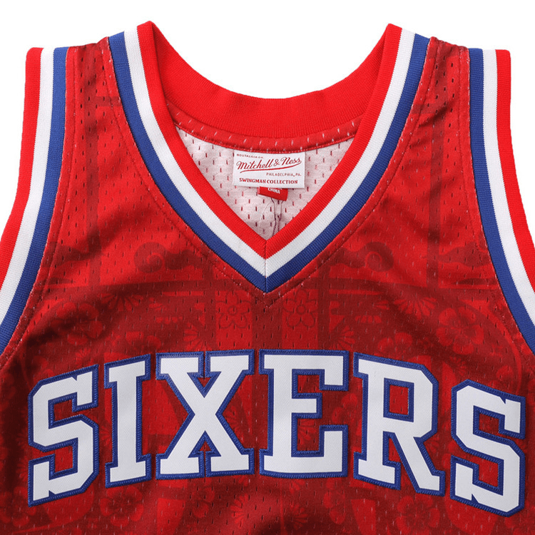 Баскетбольная майка Mitchell Ness X NBA Philadelphia 76ers Баскетбольная Джерси Мужская Красная Синяя Белая - изображение 3