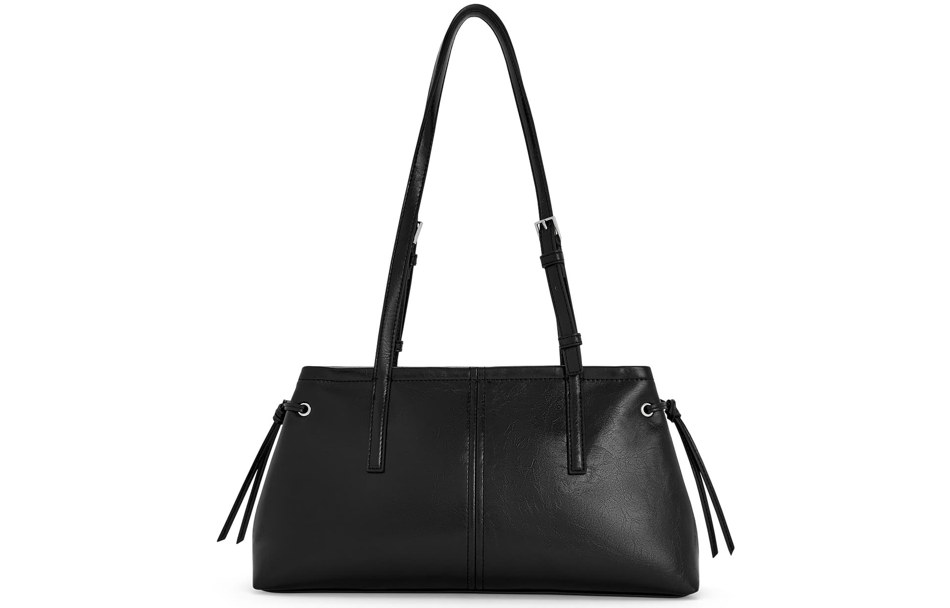 Мини-сумка CHARLES&KEITH Винтажная кожаная сумка через плечо с узлом, средний размер, цвет Distressed Coffee/Черный - изображение 3