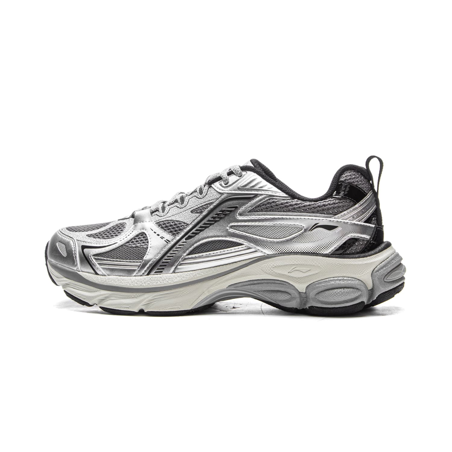Кроссовки для бега Li-Ning Boom Retro Y2K Обувь на платформе Увеличение роста Модный Универсальный Повседневный Стабильная поддержка Искусственная кожа Текстиль Лоу-топы Городские кроссовки Мужской Серебристо-серый - изображение 1