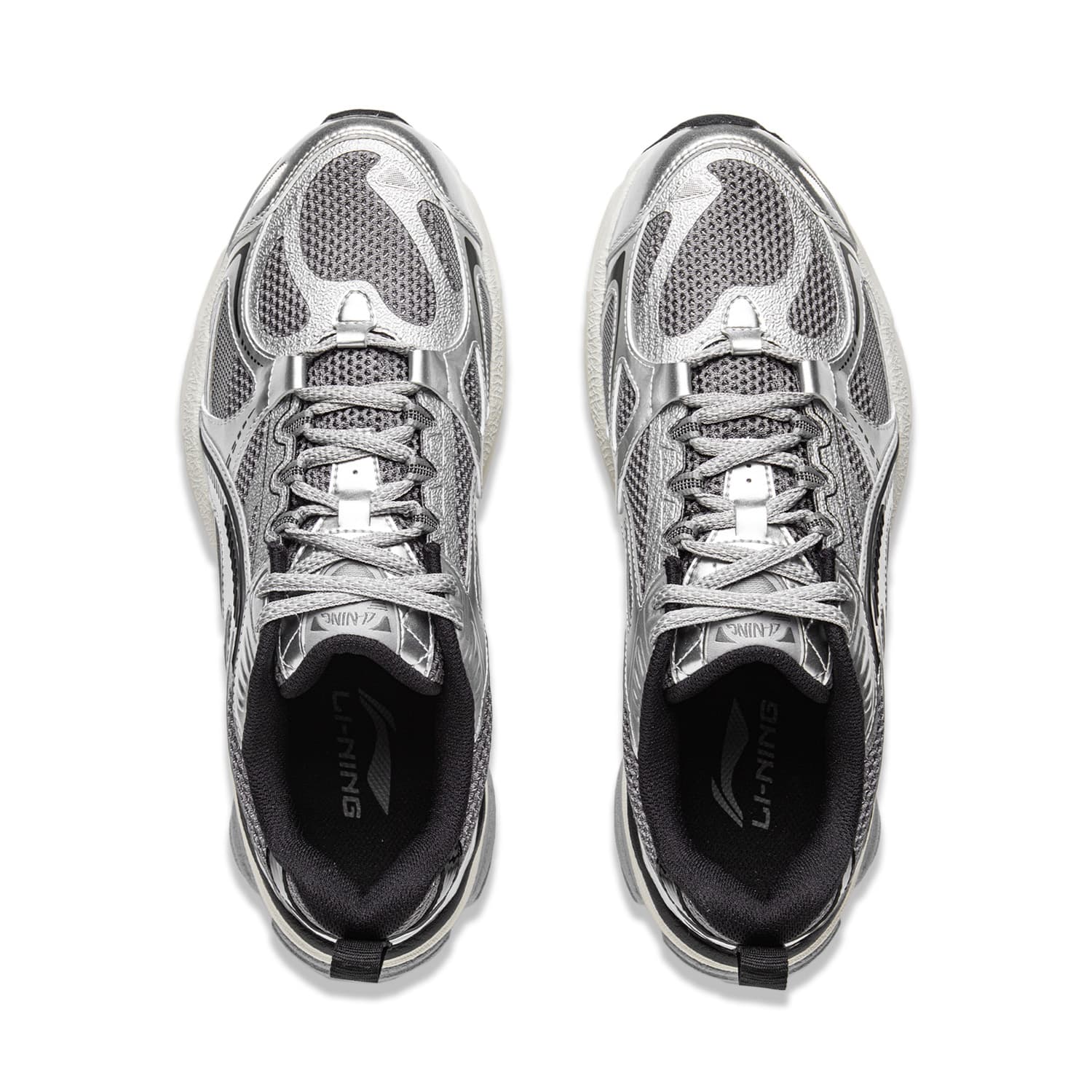 Кроссовки для бега Li-Ning Boom Retro Y2K Обувь на платформе Увеличение роста Модный Универсальный Повседневный Стабильная поддержка Искусственная кожа Текстиль Лоу-топы Городские кроссовки Мужской Серебристо-серый - изображение 4