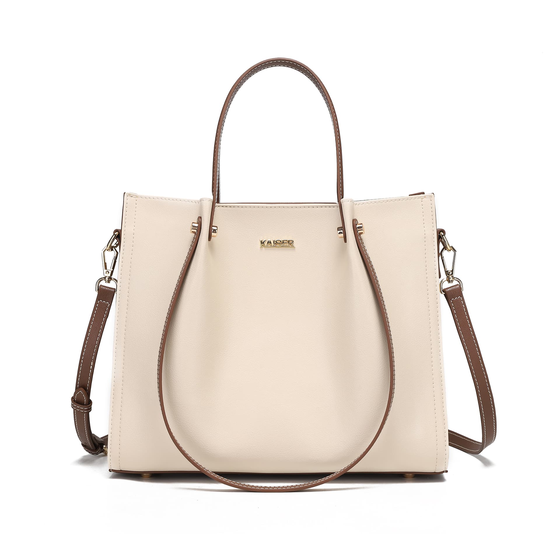 Сумка KAISER Коровья кожа Тоут Одно плечо Сумка Women's White Коричневый - изображение 1