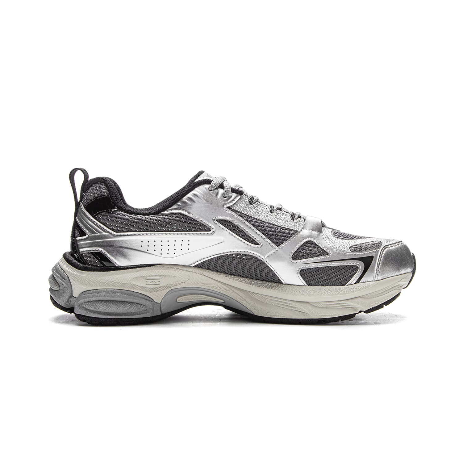 Кроссовки для бега Li-Ning Boom Retro Y2K Обувь на платформе Увеличение роста Модный Универсальный Повседневный Стабильная поддержка Искусственная кожа Текстиль Лоу-топы Городские кроссовки Мужской Серебристо-серый - изображение 2