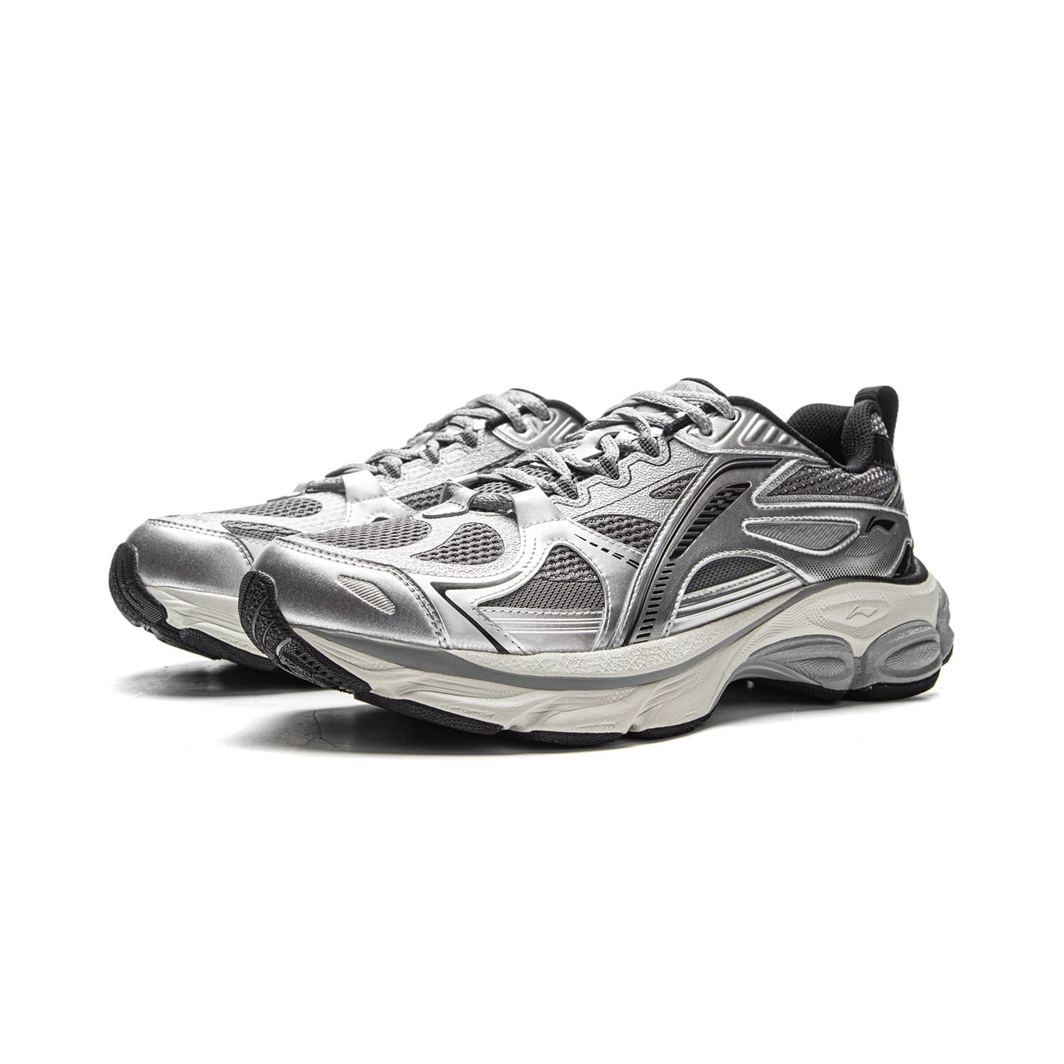 Кроссовки для бега Li-Ning Boom Retro Y2K Обувь на платформе Увеличение роста Модный Универсальный Повседневный Стабильная поддержка Искусственная кожа Текстиль Лоу-топы Городские кроссовки Мужской Серебристо-серый - изображение 3