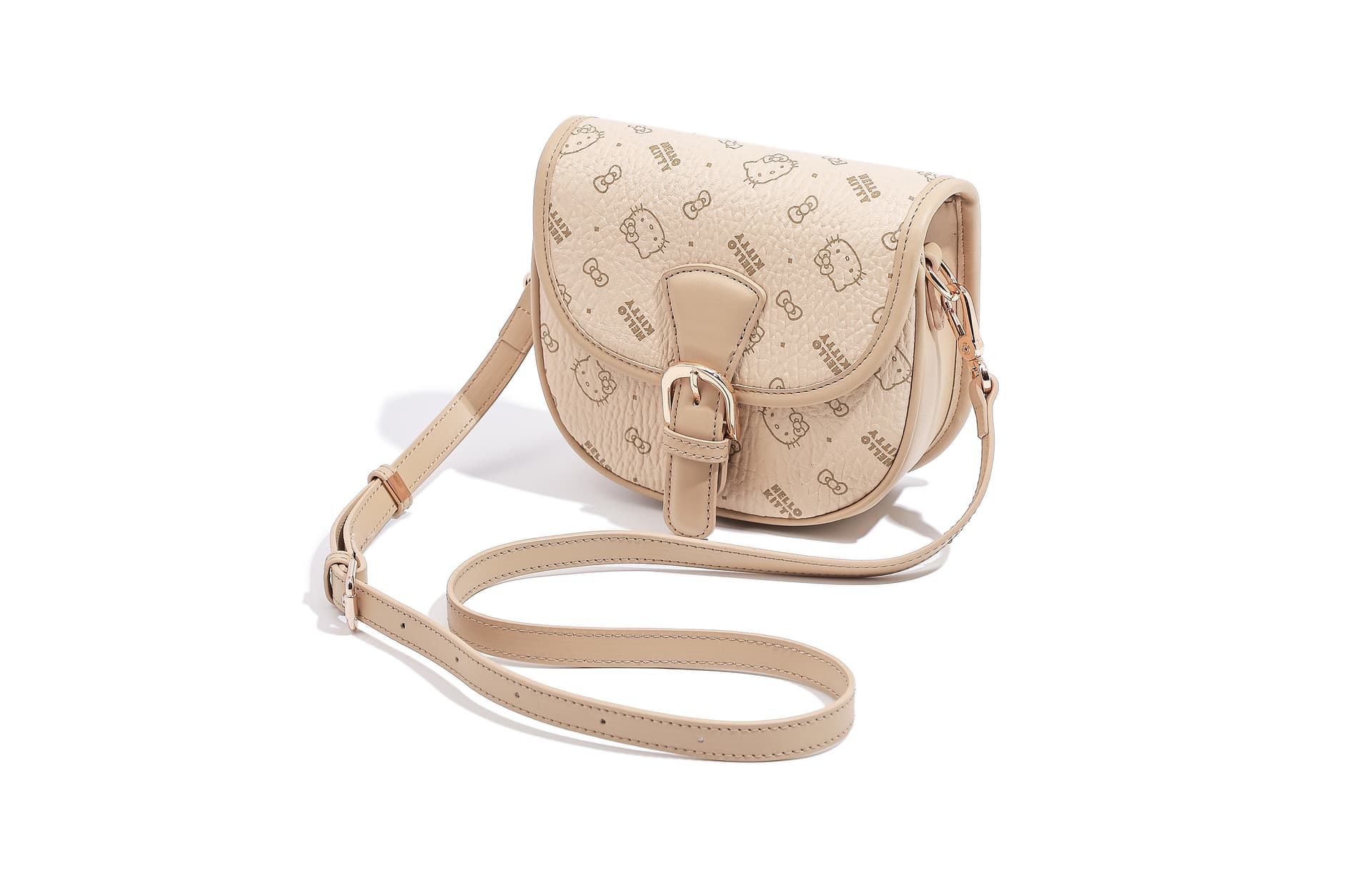 Сумка через плечо Sanrio Hello Kitty PU (полиуретан) Saddle Bag Сумка через плечо Стандартная Женская Розовая Коричневая Молочно-чайная - изображение 5