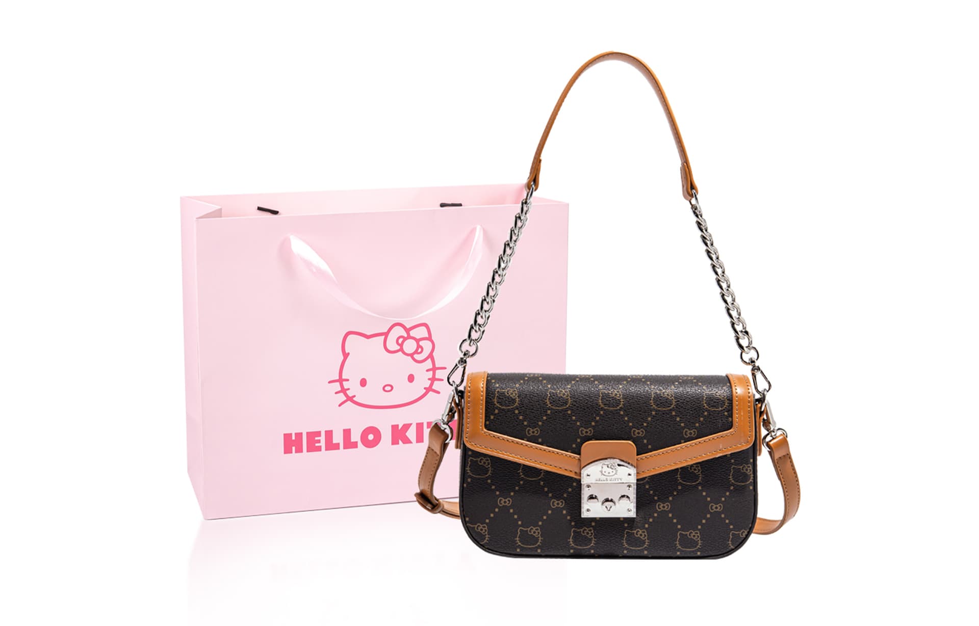 Мини-сумка Sanrio Hello Kitty PU (полиуретан) Сумка через плечо Стандартная Женская Экрю Хаки Кофейный - изображение 3