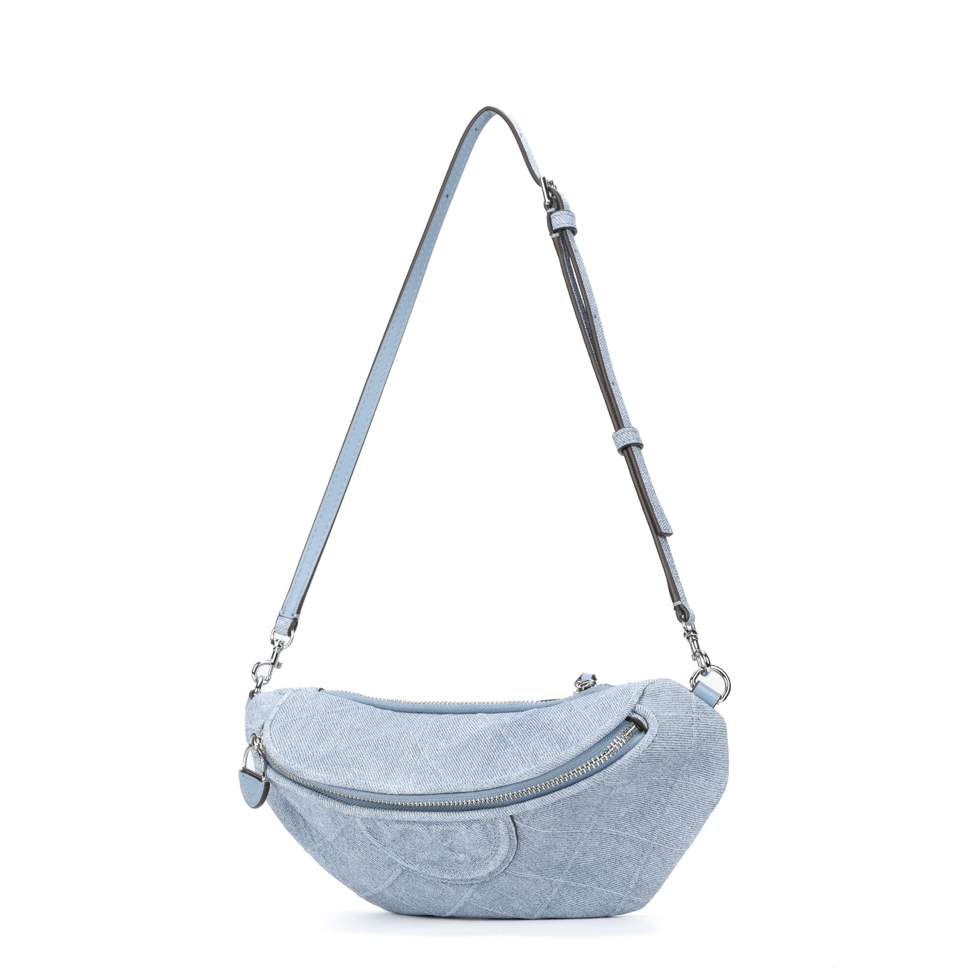 Поясная сумка Tory Burch Fleming Искусственная замша Поясная сумка (бандана) Мини Женская Светло-синяя - изображение 2