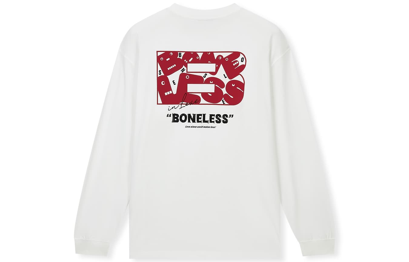 Футболка BONELESS Длиннорукавный топ с принтом Осенний Свободный покрой Роскошная уличная одежда Унисекс - изображение 1