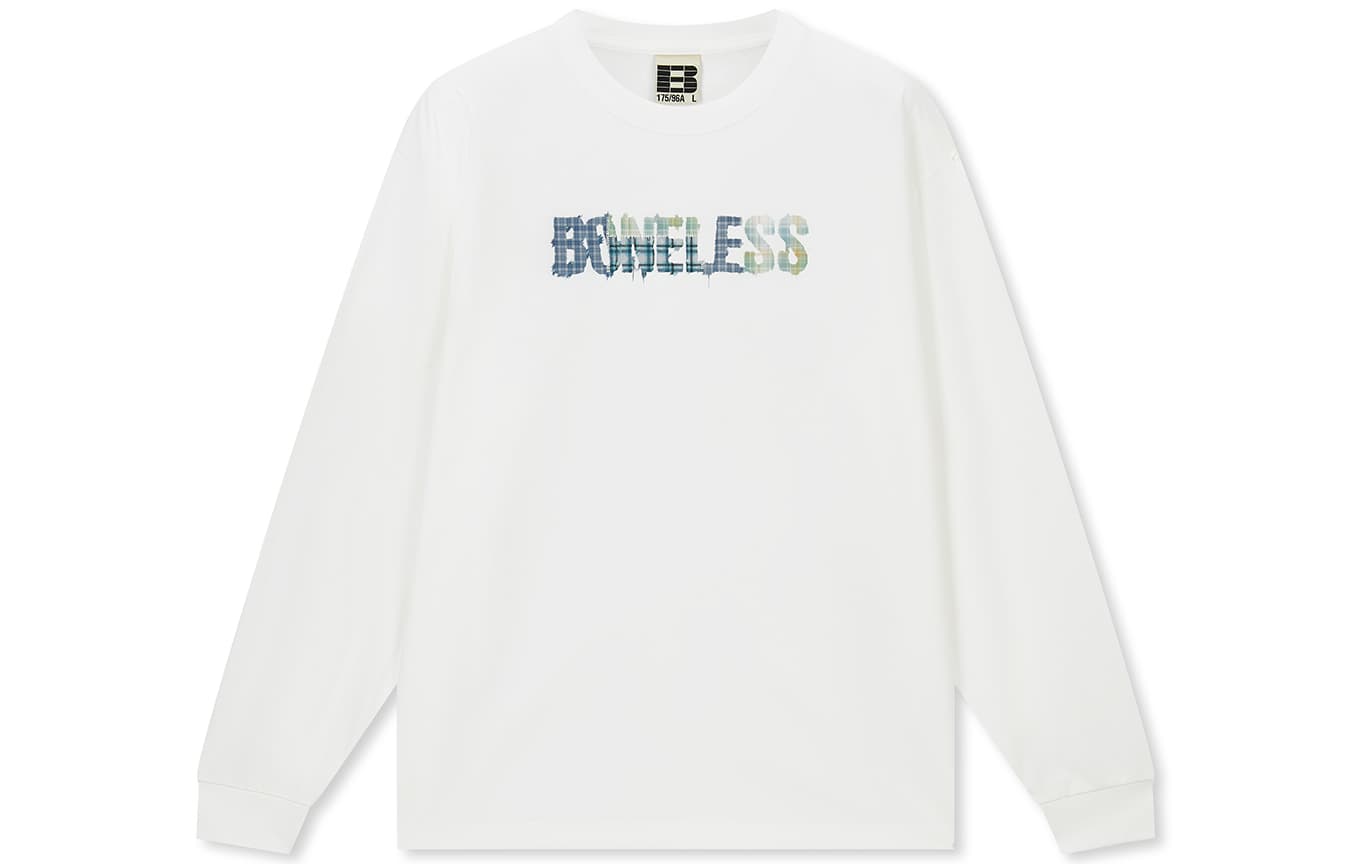 Футболка BONELESS Длиннорукавный топ с принтом в клетку Осенний Свободный покрой 100% хлопок Модный бренд Унисекс - изображение 2