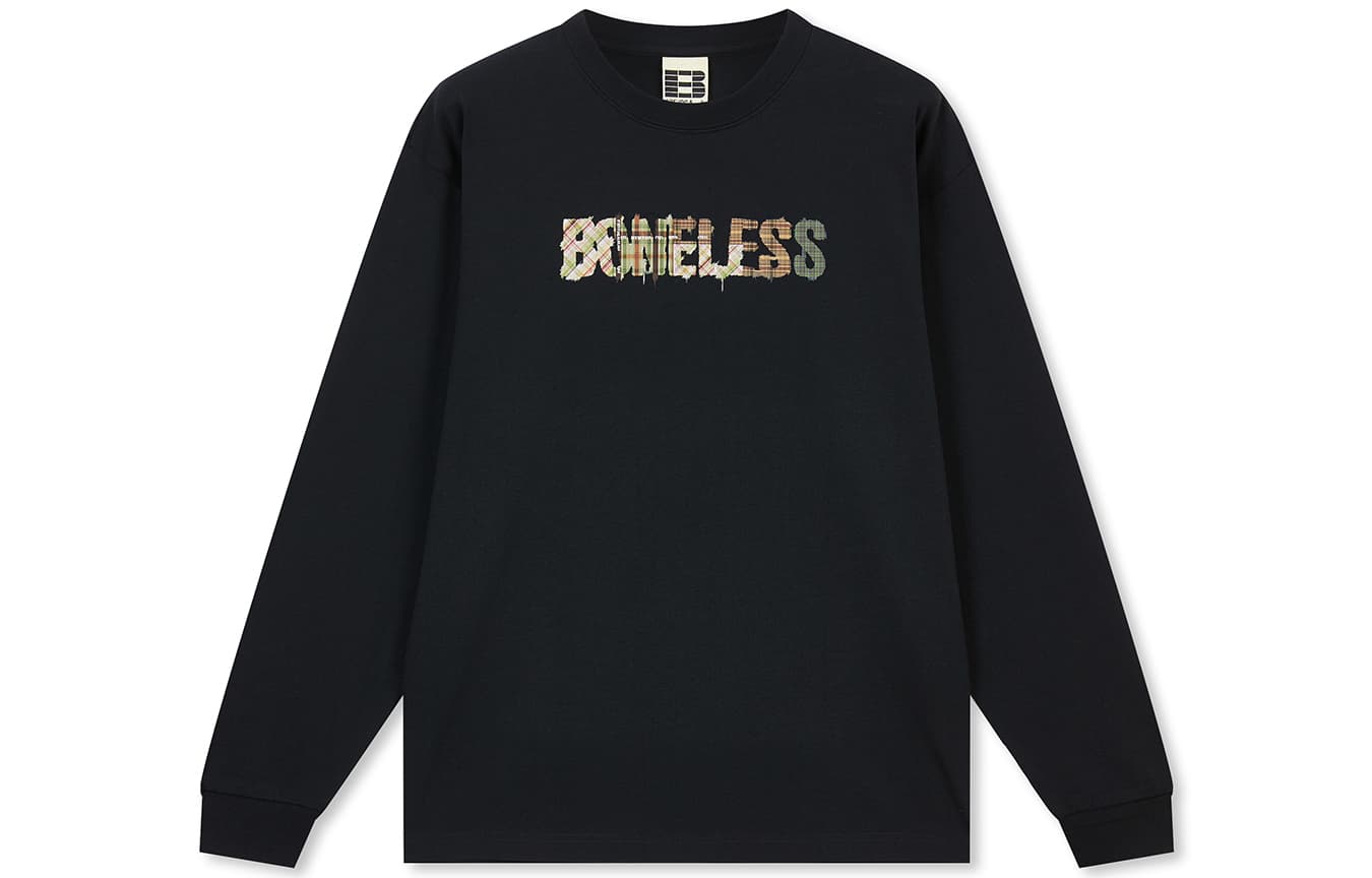 Футболка BONELESS Длиннорукавный топ с принтом в клетку Осенний Свободный покрой 100% хлопок Модный бренд Унисекс - изображение 4