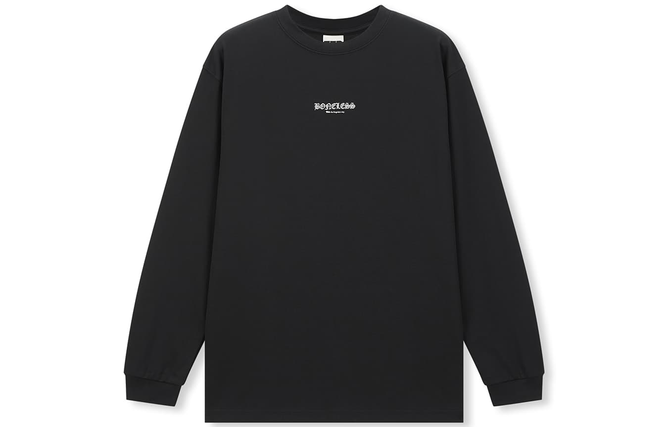 Футболка BONELESS Retro Gothic Print Повседневный Длиннорукавный топ Осенний 100% хлопок Свободный покрой Роскошная уличная мода Унисекс - изображение 1