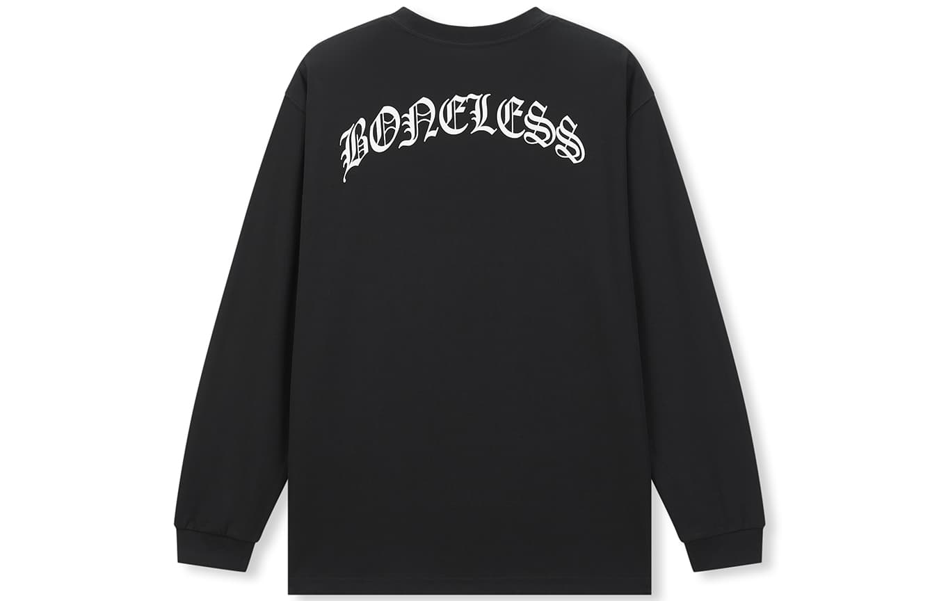 Футболка BONELESS Retro Gothic Print Повседневный Длиннорукавный топ Осенний 100% хлопок Свободный покрой Роскошная уличная мода Унисекс - изображение 2