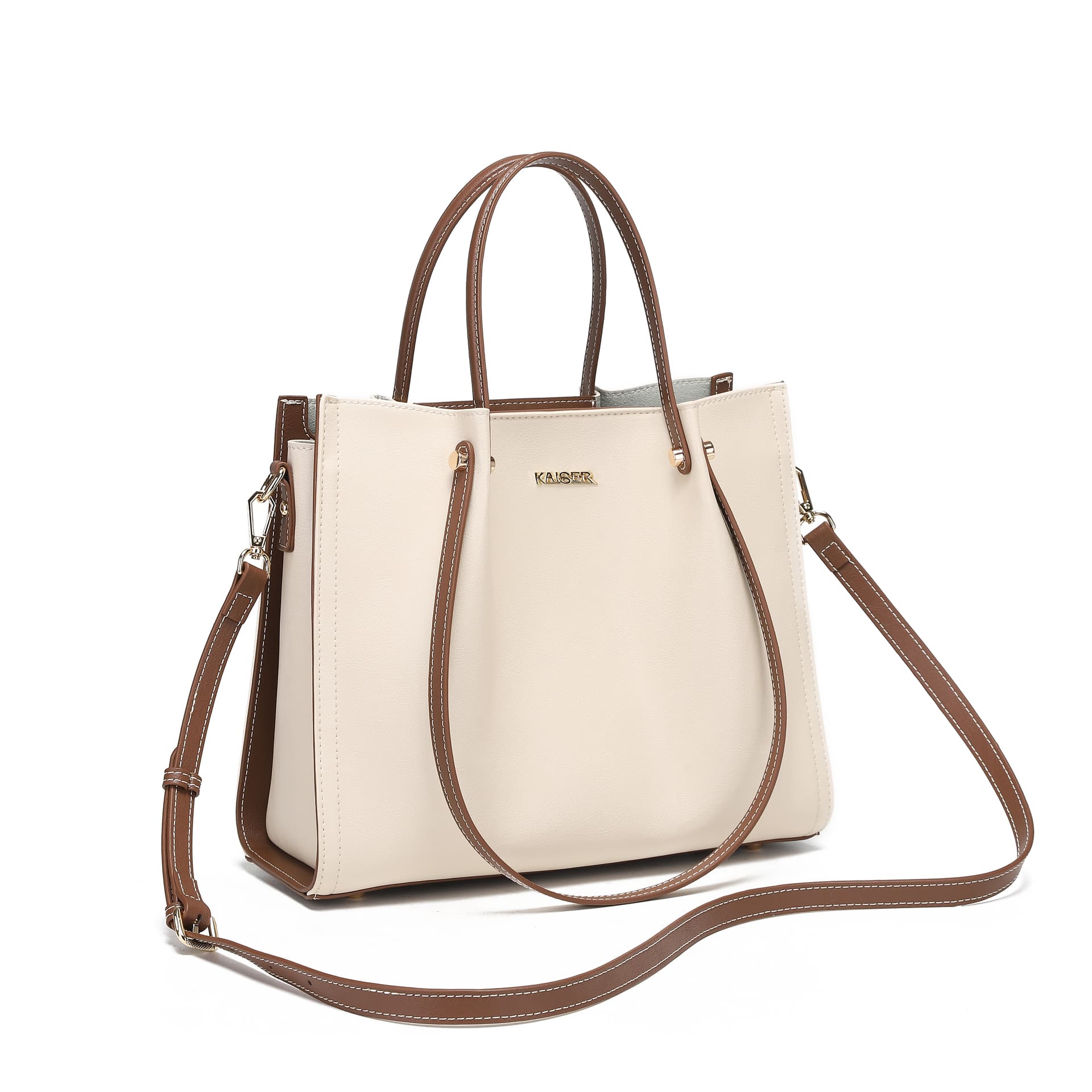 Сумка KAISER Коровья кожа Тоут Одно плечо Сумка Women's White Коричневый - изображение 5