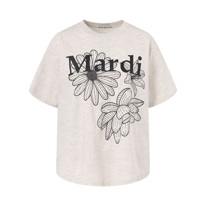 Футболка MARDI MERCREDI Three Flowers Collection SS25 Стандартная рукавная рубашка T для женщин корейский стиль - изображение 1