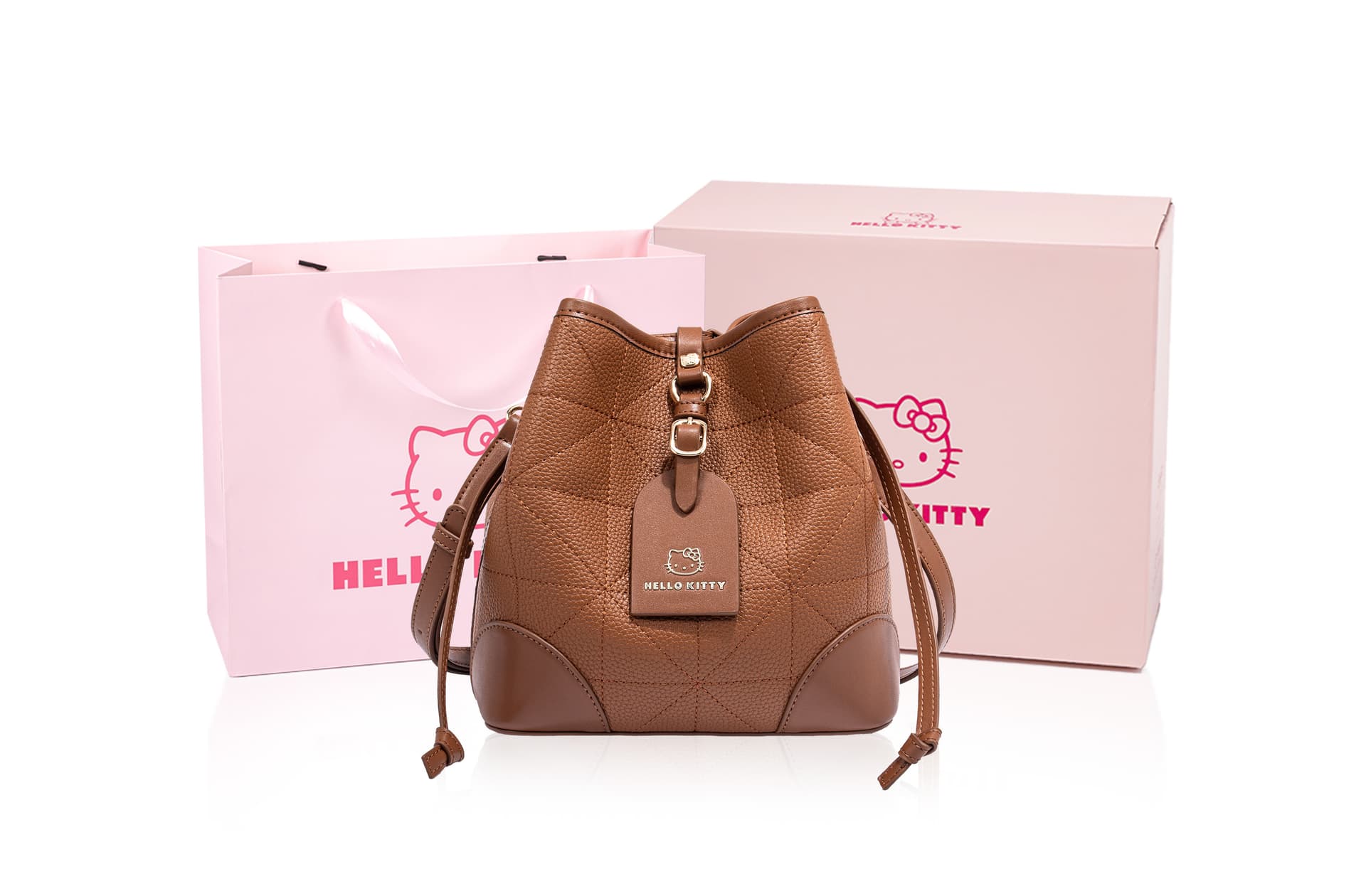 Мини-сумка Sanrio Hello Kitty PU (полиуретан) Сумка через плечо Стандартная Женская Экрю Коричневый Черный - изображение 9