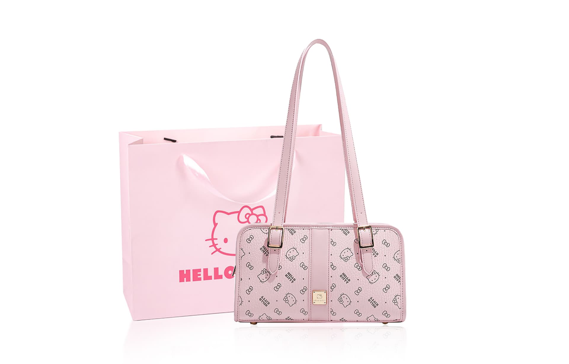 Мини-сумка Sanrio Hello Kitty PU (полиуретан) Подмышечная Сумка на плечо Женская Розовая Коричневая Молочно-чайная - изображение 3