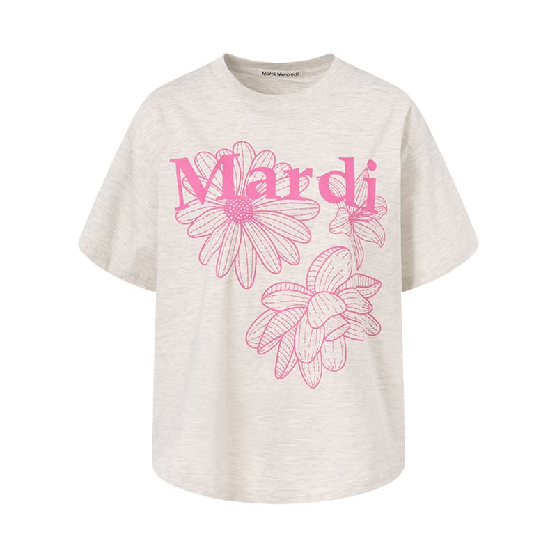 Футболка MARDI MERCREDI Three Flowers Collection SS25 T Рубашка Женская Корейский стиль - изображение 1