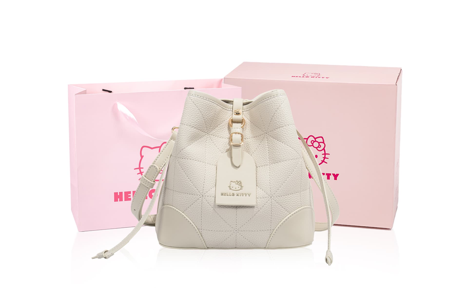 Мини-сумка Sanrio Hello Kitty PU (полиуретан) Сумка через плечо Стандартная Женская Экрю Коричневый Черный - изображение 2