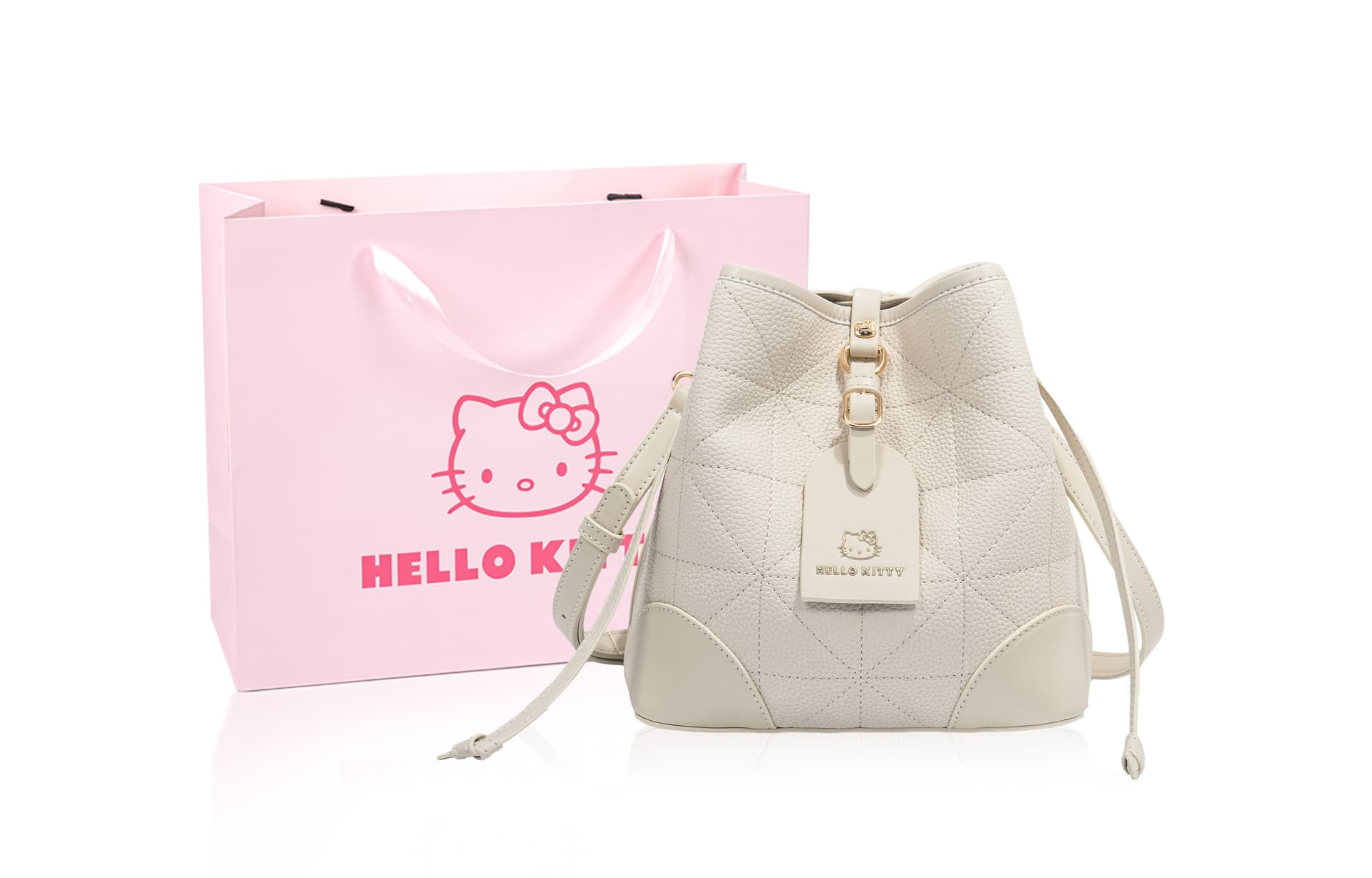 Мини-сумка Sanrio Hello Kitty PU (полиуретан) Сумка через плечо Стандартная Женская Экрю Коричневый Черный - изображение 3