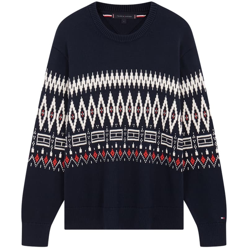 Tommy Hilfiger Темно-синий Синий С принтом 0A4 Мужской Трикотаж - изображение 1